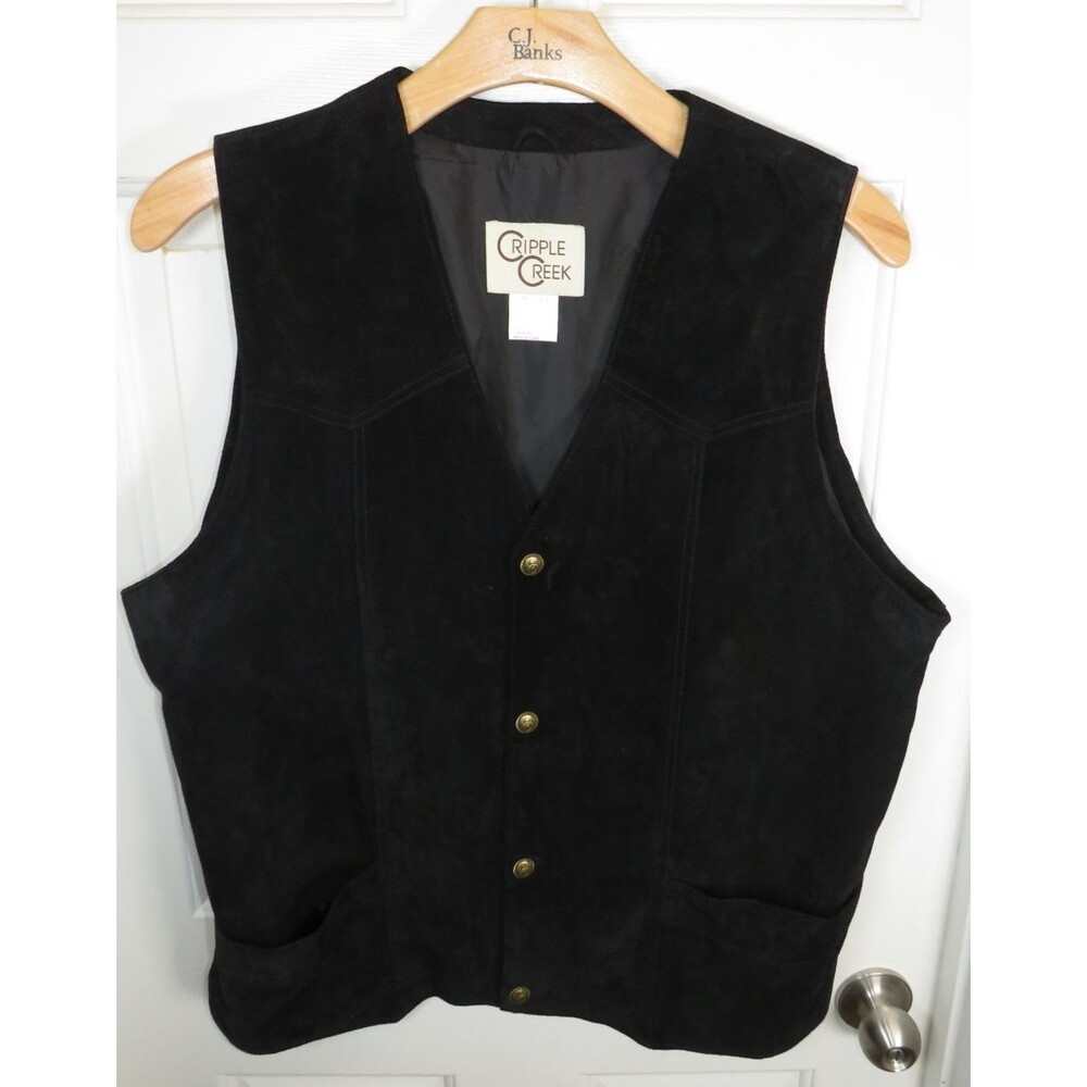 Cripple Creek Men 2XLT Suede Leather Western Vest ML3061t Ranch lined Black